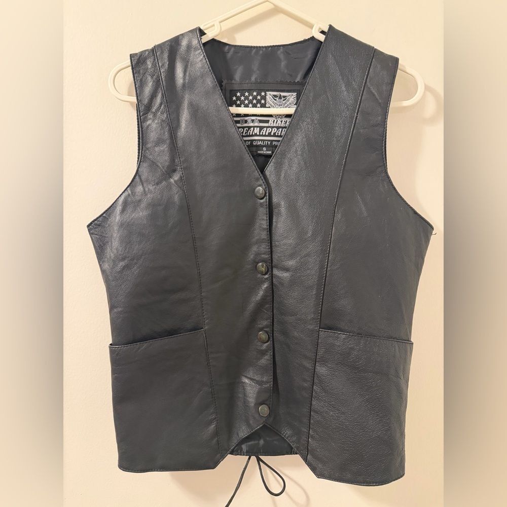 Vintage Dream Apparel Biker 100% Leather Vest Women’s Small